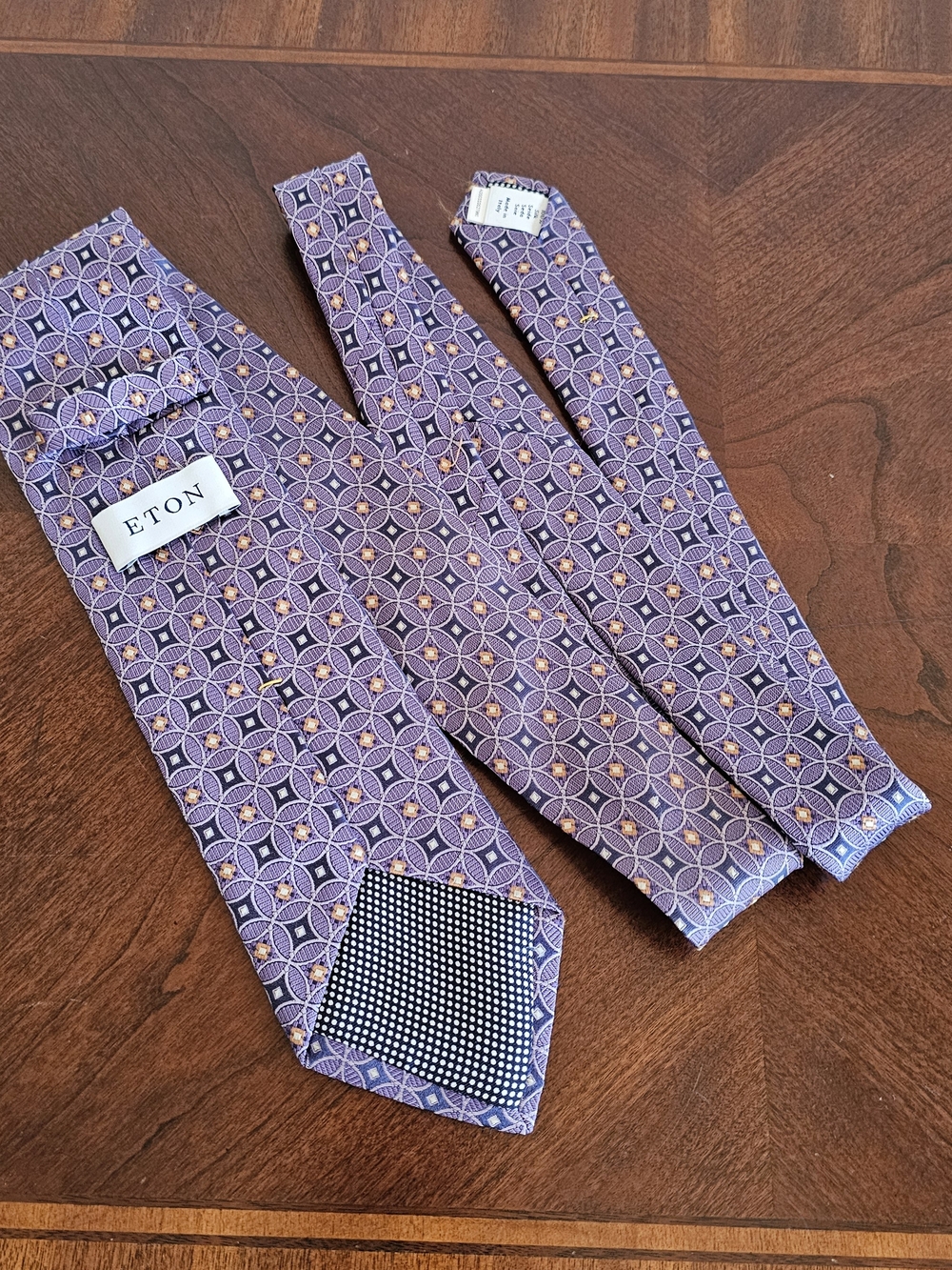 Eton Purple Geometric 100% Silk Tie Made In Italy
